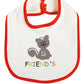 Bavetta in cotone con stampa Friend's e animaletti