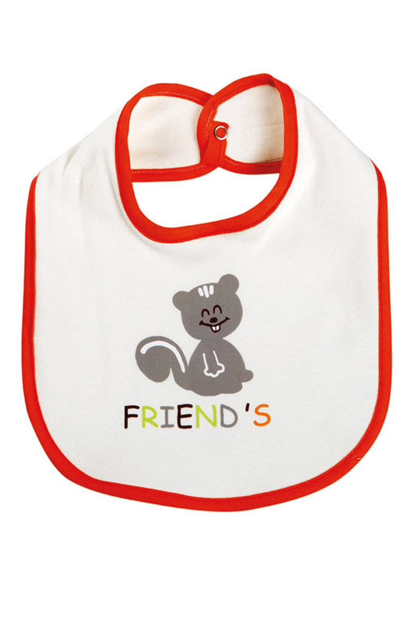 Bavetta in cotone con stampa Friend's e animaletti