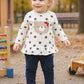 Completo 2 pezzi: Maglia in cotone elasticizzato garzato con stampa orsetta + pantalone effetto jeans