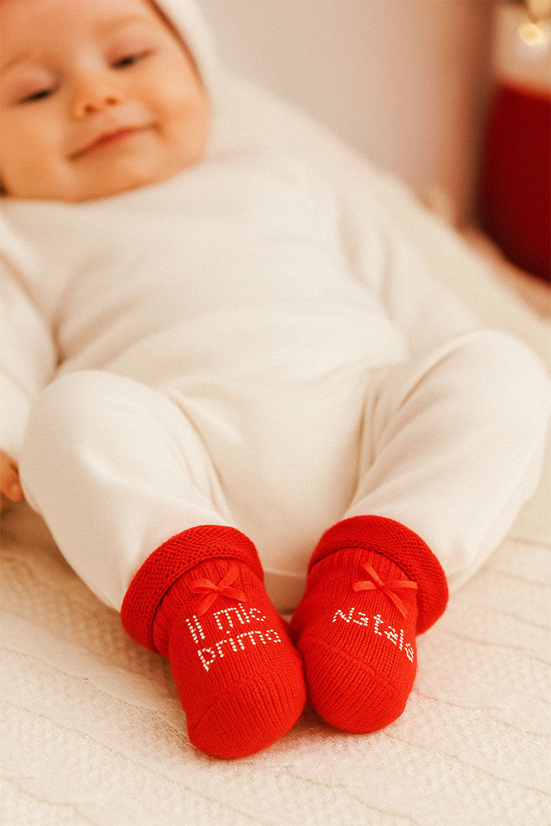 Scarpine in caldo cotone con strass "ll mio primo Natale"