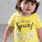 Completo in cotone elasticizzato con stampa, e leggings in contrasto