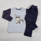 Completo: maglia in cotone elasticizzato garzato con stampa e pantalone in felpa policotton