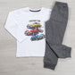 Completo: maglia in cotone con stampa e pantalone in felpa garzata con tascone