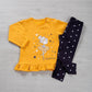 Completo maglia e leggings in cotone elasticizzato garzato con stampa