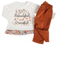 Completo 2 pezzi : Maglia in cotone elasticizzato garzato con stampa + pantalone in velluto a coste