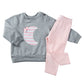 Completo 2 pezzi: Maglia in felpa garzata con ricamo luna + leggings in cotone elasticizzato garzato