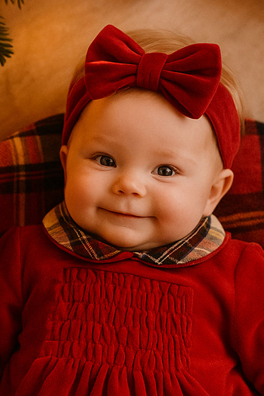 Fascia per capelli in velluto con fiocco in raso