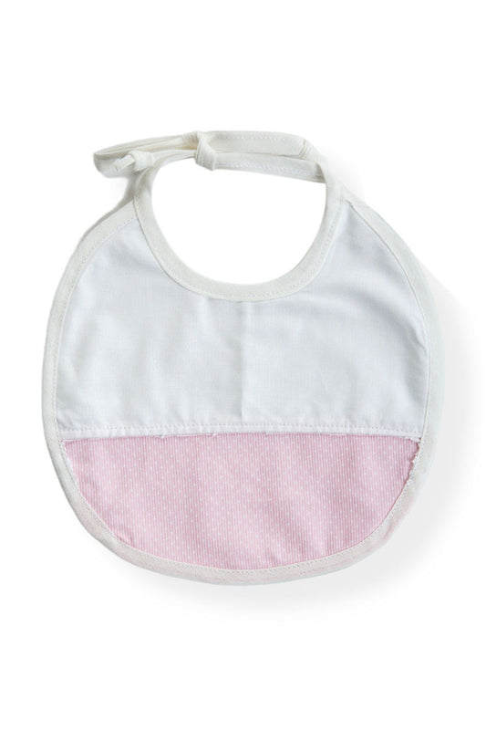 Bavetta in tela di cotone con inserto in tela con micropois