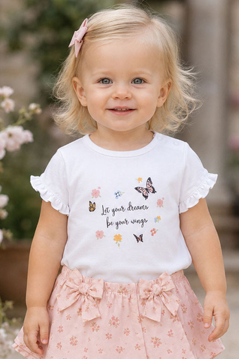 T-shirt neonata a mezza manica  in cotone con stampa