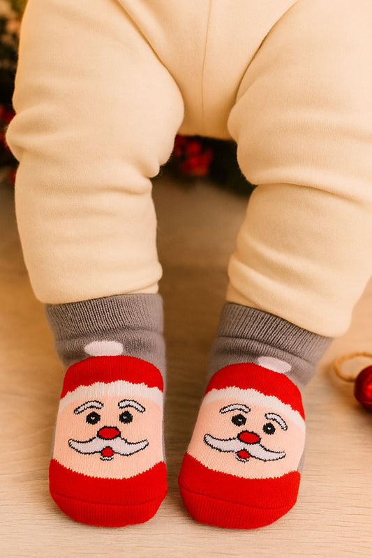 Calzino in spugna con applicazione antiscivolo fantasia natale