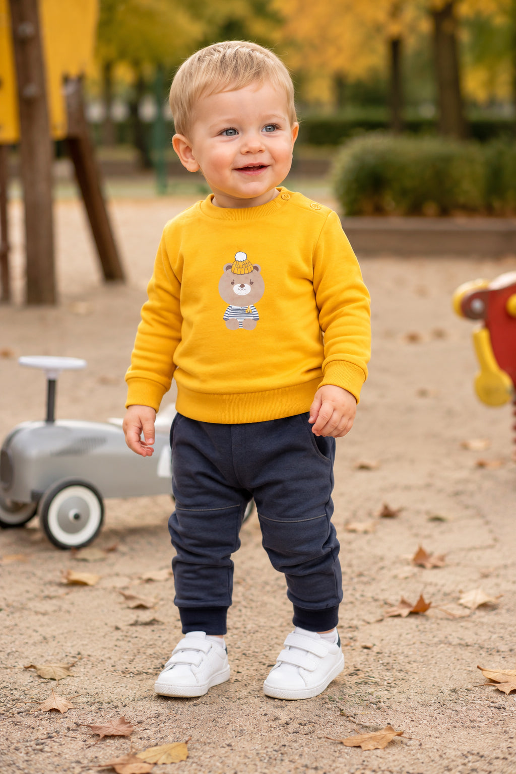Completo 2 pezzi : Maglia in felpa garzata con stampa e pantalone in jeans elasticizzato