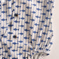 Body camicia in tela di cotone fantasia righe+pesciolini con collo coreana e bottoncini in contrasto