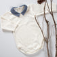 Body in costina organica con colletto in cotone organico a nido d’ape