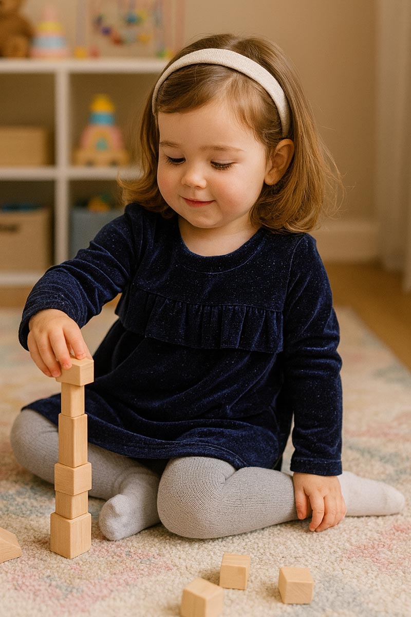 Vestitino in velluto glitter con balza