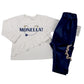 Completo 2 pezzi : Maglia in cotone elasticizzato garzato con stampa + pantalone in velluto a coste