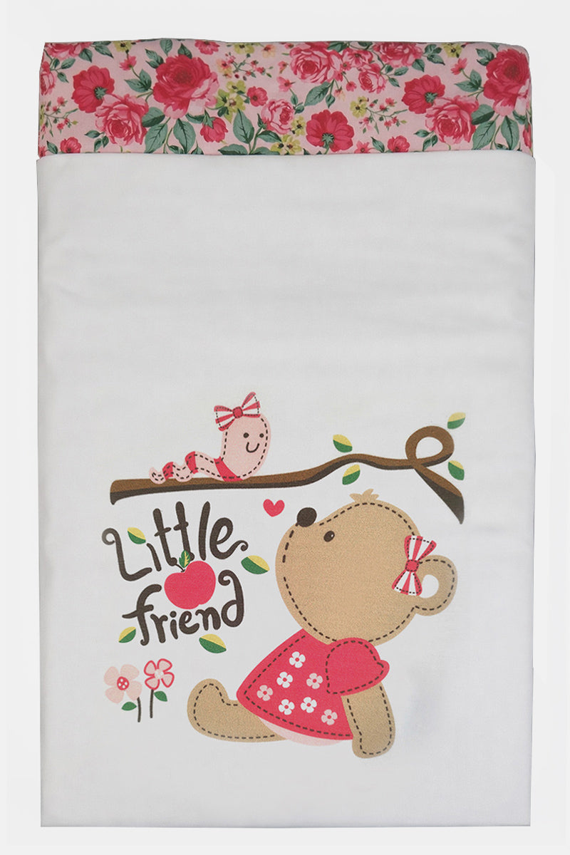 Copertina sfoderabile in cotone elasticizzato con inserti a fantasia floreale stampa e imbottitura