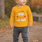 Completo: maglia in cotone elasticizzato garzato con stampa e pantalone in felpa garzata con bande