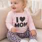 Completo in cotone elasticizzato con stampa e leggings fantasia animalier