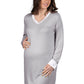 Camicia da notte manica lunga premaman scollo a V con profili in raso