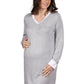 Camicia da notte manica lunga premaman scollo a V con profili in raso
