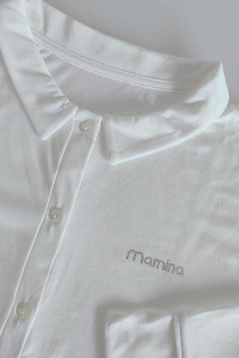 Camicia da notte clinica aperta d'avanti con manica 3/4