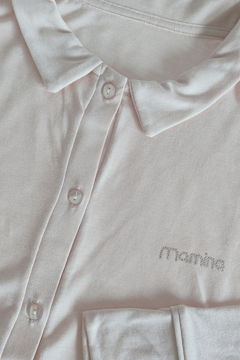 Camicia da notte clinica aperta d'avanti con manica 3/4
