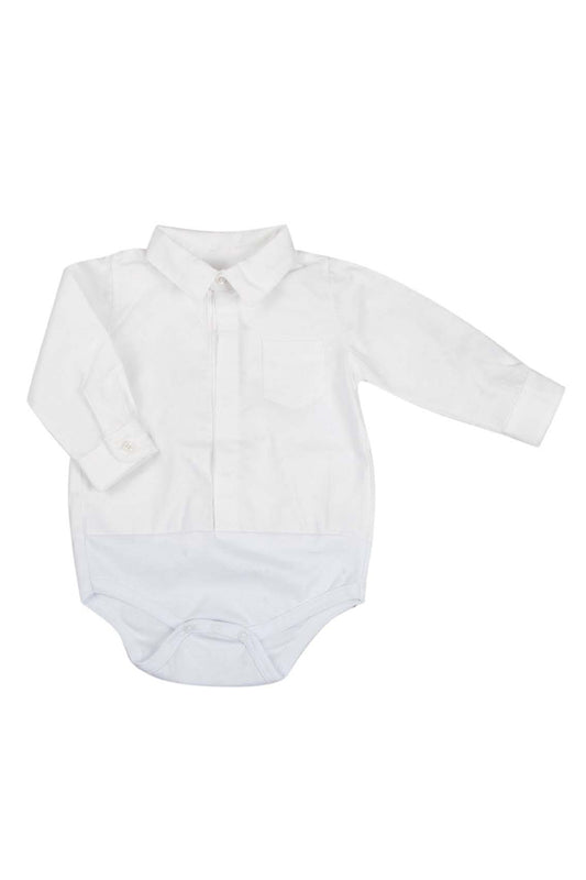 Body neonato manica lunga modello camicia con taschino