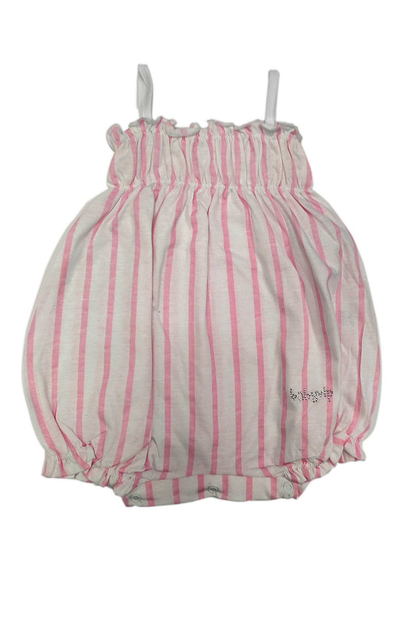 Pagliaccetto spalla stretta neonata con fantasia rigata in cotone