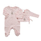 completo neonato/a 2 pezzi: tutina + scaldacuore  in caldo cotone con stampa silver