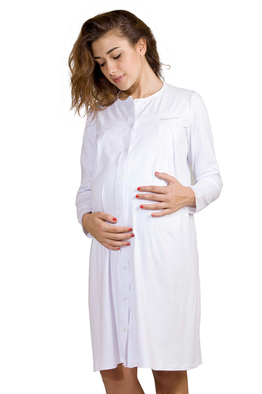 Camicia clinica in cotone a manica lunga aperta davanti