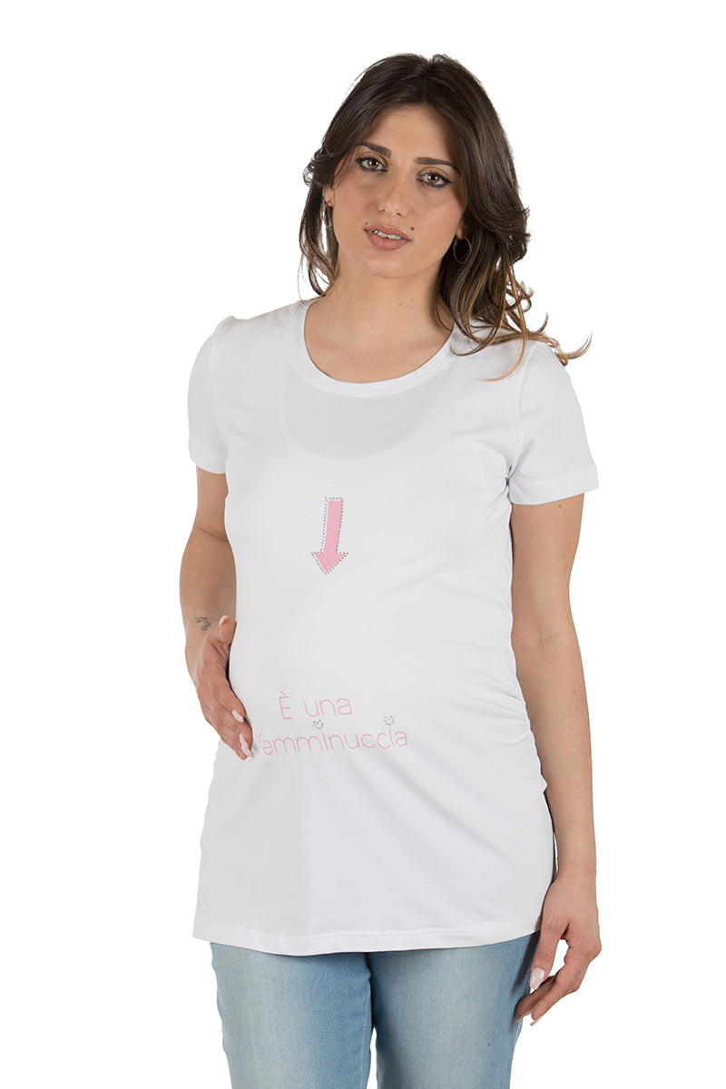 Maxi T-Shirt mezza manica con stampa e strass