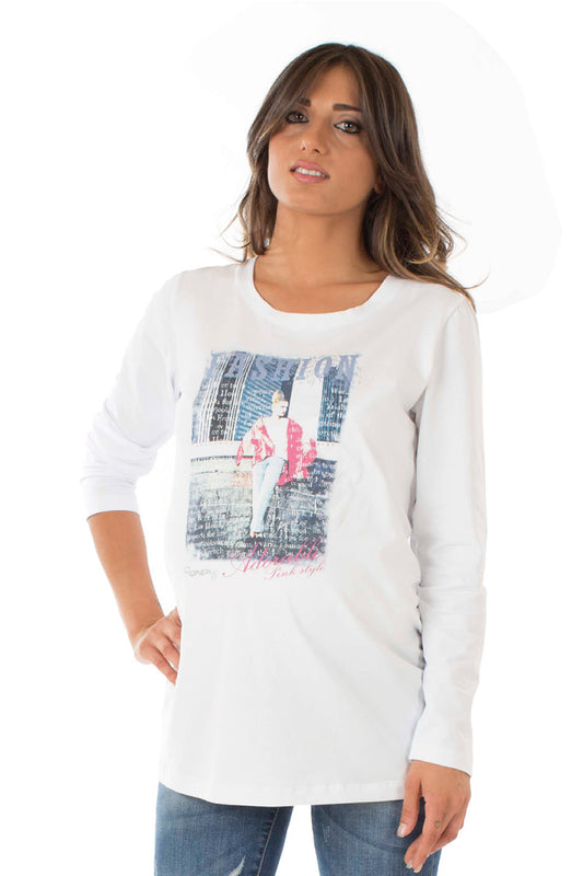 Maxi T-shirt manica lunga con stampa