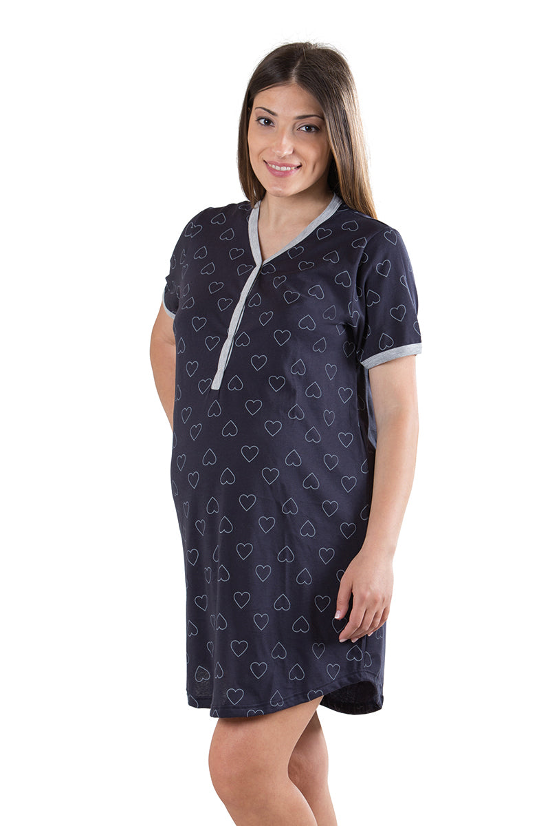 Camicia da notte per gravidanza e allattamento mezza manica