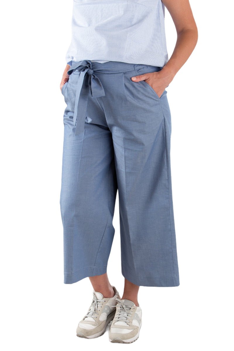 Pantalone a palazzo in tela di jeans