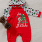 Tutone neonata/o in caldo cotone con stampa maniche raglan e cappuccio