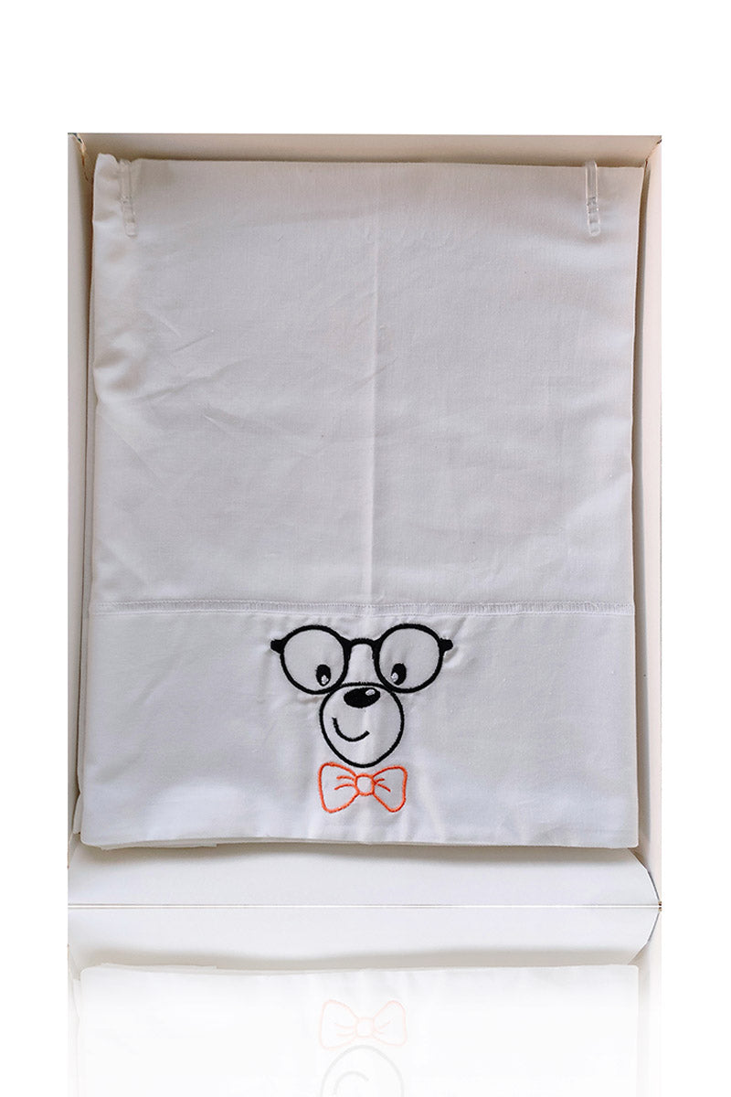 Set Lenzuola Per Carrozzina Neonato 3 Pezzi - Motivo Leone E Palma, 100% Cotone, Bianco E Arancione - Foto 9