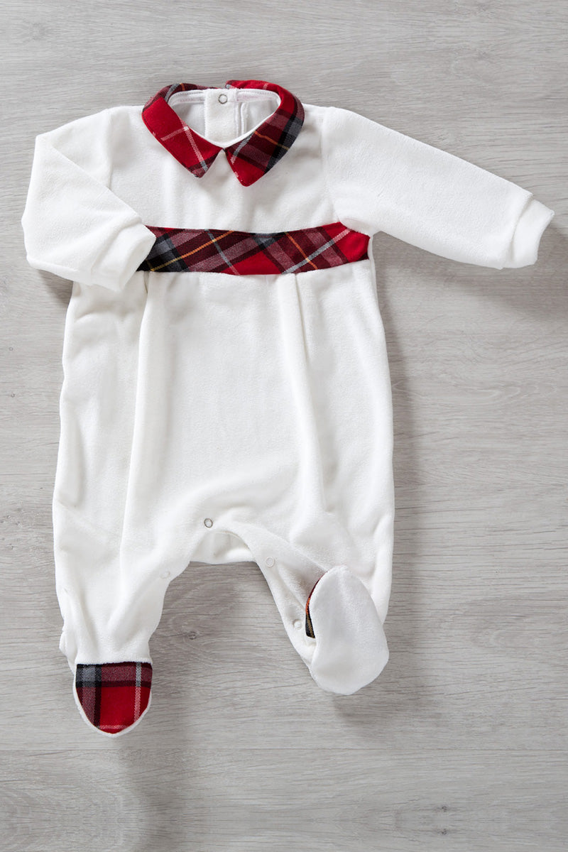 Tutina in Ciniglia con Inserti in Flanella Scozzese – BabyVip