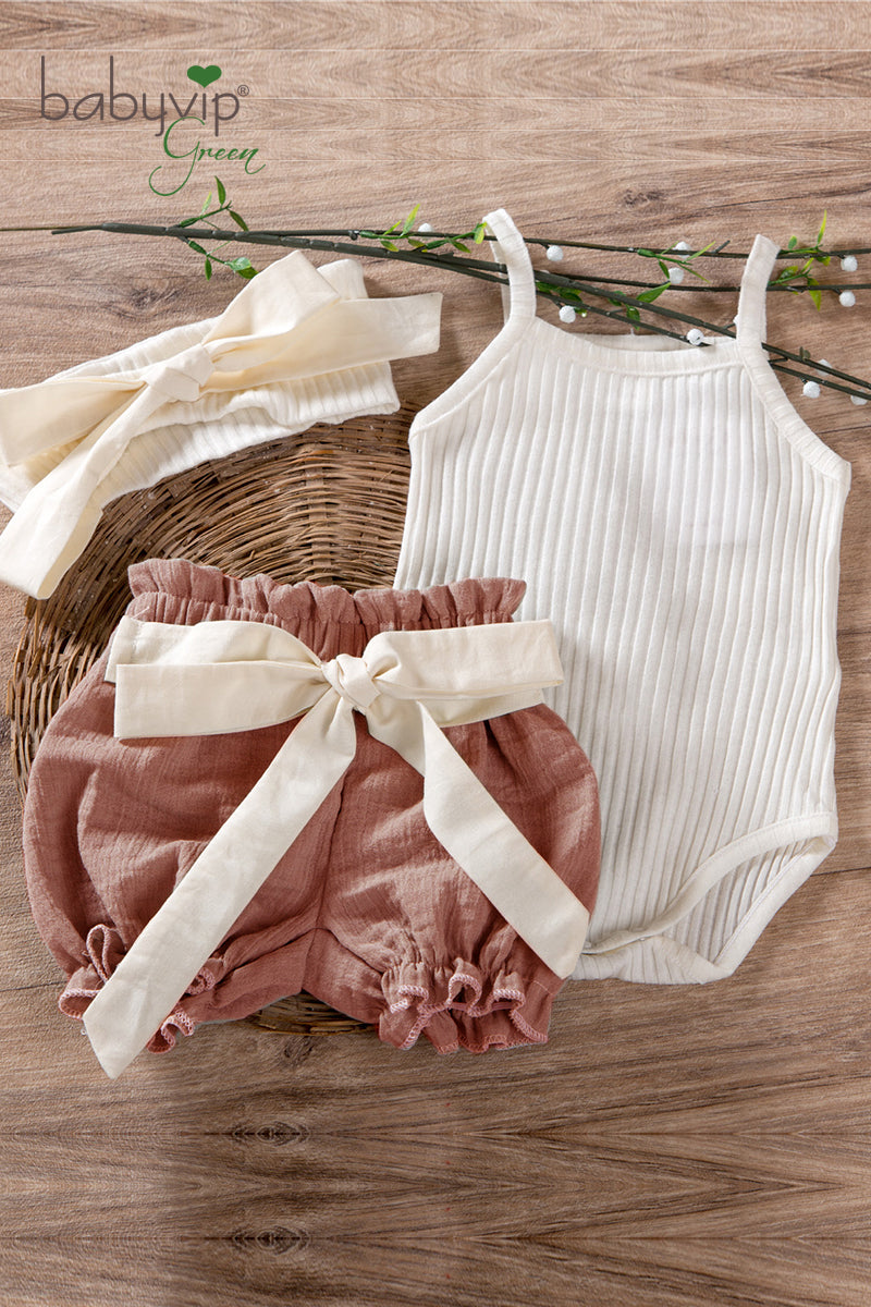 Completo 2 pezzi neonata di cotone organico - Body + pantaloncino in mussola